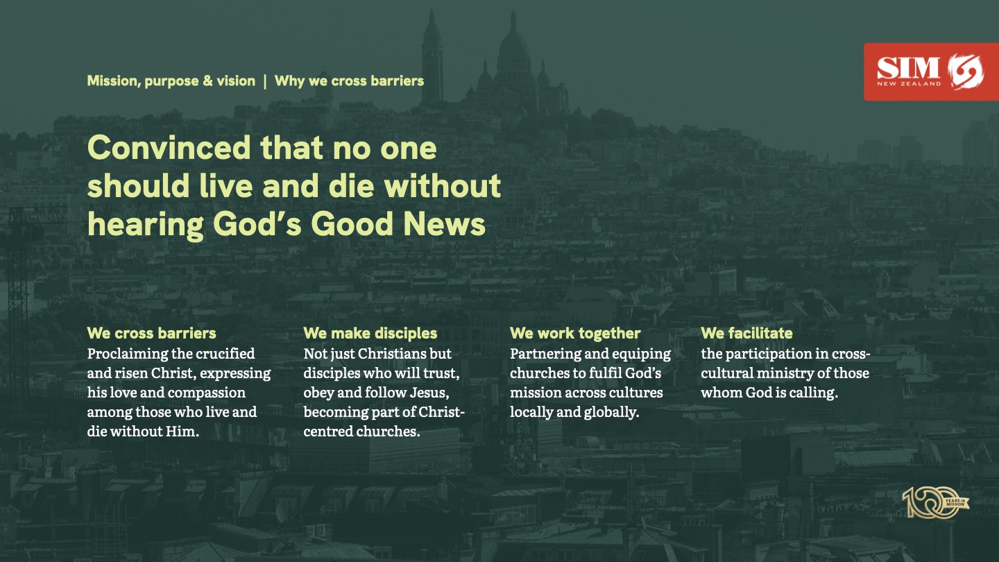 Slide headed Convinced that no one should live and die without hearing God&rsquo;s Good News, with four short columns
